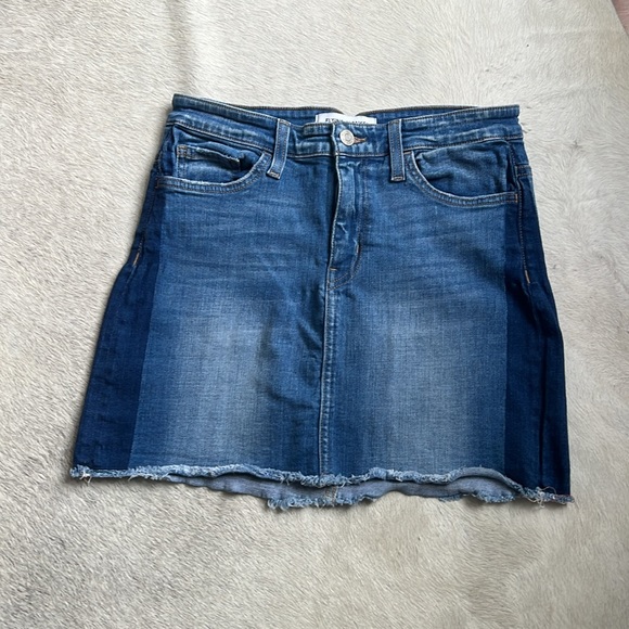 Flying Monkey Tuxedo Metal Moon Mini Skirt Two-Tone Denim Skirt Sz 27 - Picture 3 of 4